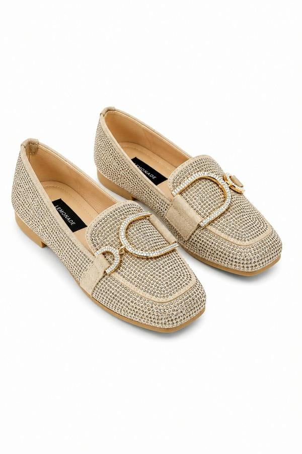 Love Lemonade Crystal Imperial Suede Loafers Nude