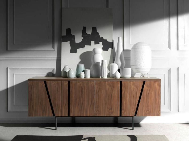 Angel Cerdá Sideboard walnut and black steel 3124