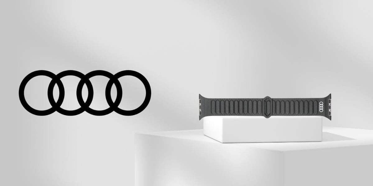Audi Logo Synthetic Leather Magnetic strap for Apple Watch 44/45/46/49mm Black - AU-SL-AW44-49-GT/D2-BK