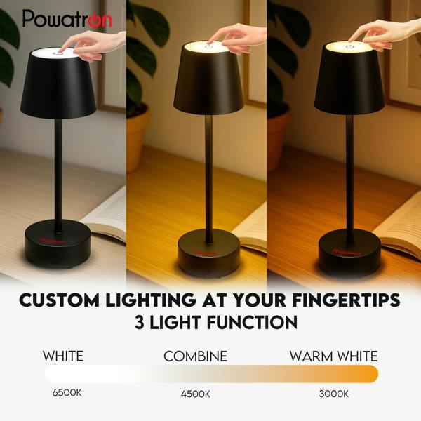Powatron Bedside LED Lamp with Bluetooth Speaker Touch Control Night Lamp for Bedroom with Adjustable Brightness & 3 Light Modes