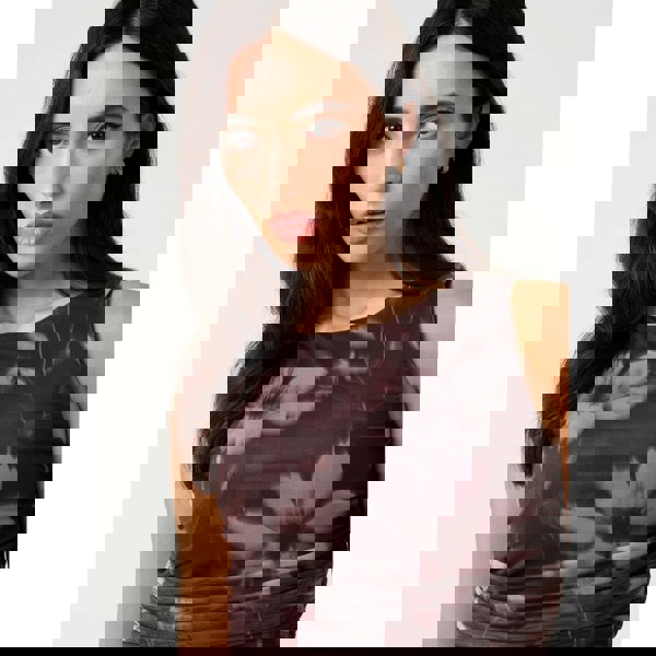 Pink Vanilla Floral Mesh Ruched Side Top