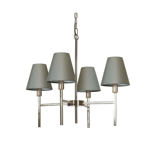 4 Bulb Chandelier Hanging Pendant LIght Brushed Nickel LED E14 25W Bulb Loops