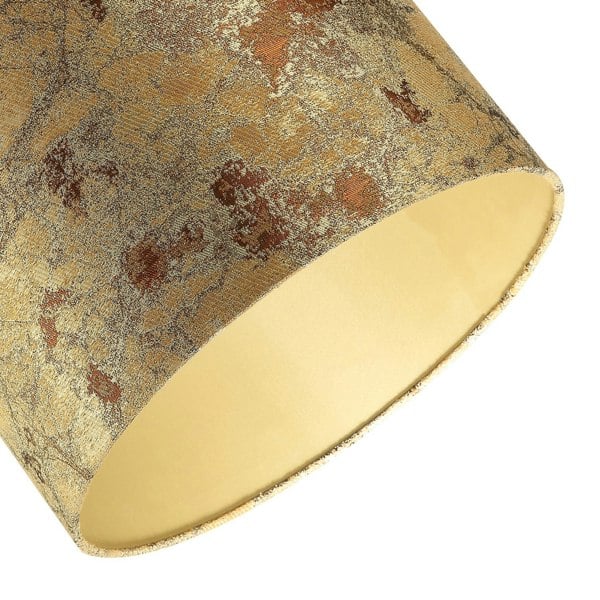 Designer Textured Gold and Burnt Orange Jacquard Fabric Drum Lampshade Image 3