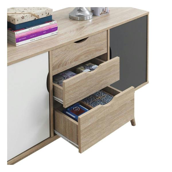 Timber Art Design Alford Sideboard 2 Doors 3 Drawers Storage Cabinet Cupboard