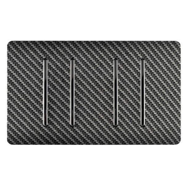 Trendi Switch 4 Gang Intermediate Rocker Light Switch in Carbon Fibre