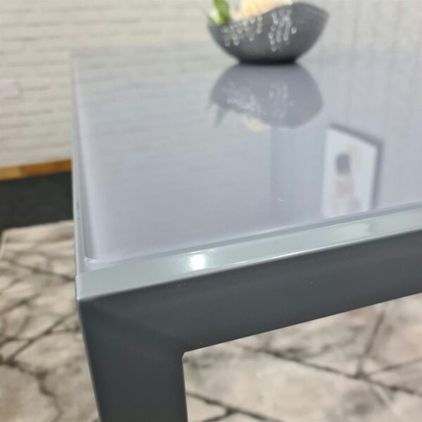 Kosy Koala Dining Table Grey Glass Kitchen Place for 4 Seats, Dining Table Only (Grey H 75 x L 120 x W 70 cm)