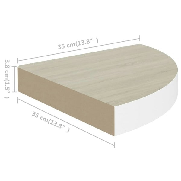 Berkfield Wall Corner Shelves 4 pcs Oak and White 35x35x3.8 cm MDF