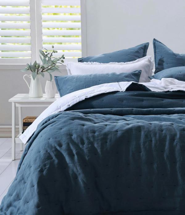 M.M Linen Laundered Linen Ocean Bedspread Set