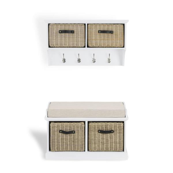 Statement Furniture Tetbury Hanging Shelf and Bench Set with Storage - Small