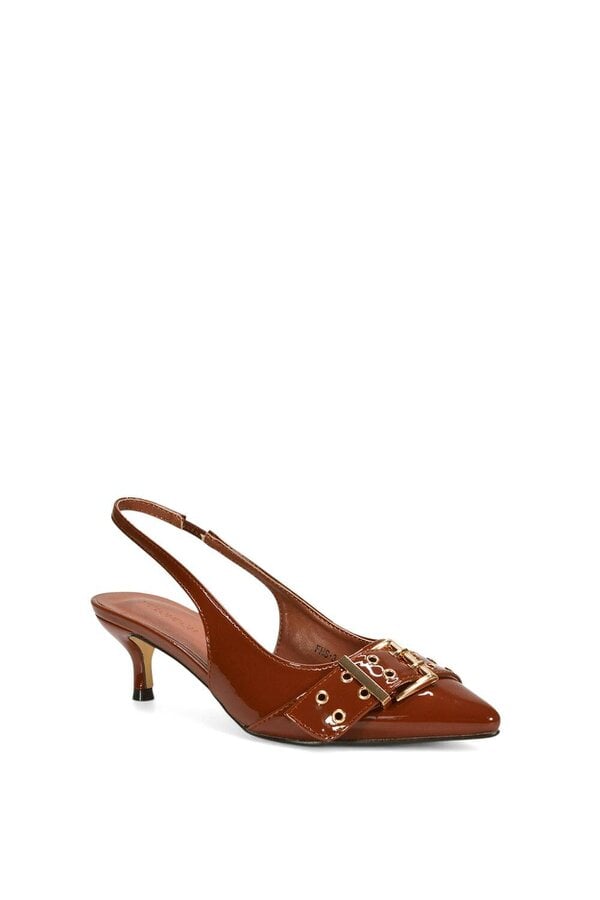 XY LONDON Pointed Toe Kitten Heels With Buckle