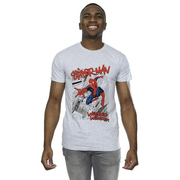Marvel Mens Spider-Man Sketch City T-Shirt - Sports Grey