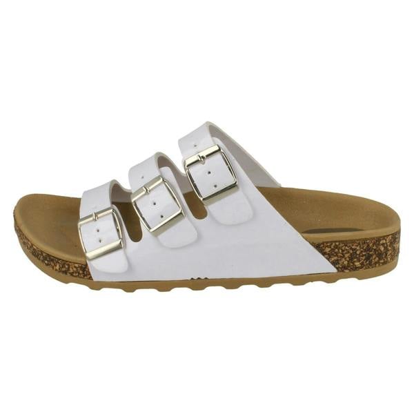 Spot On Ladies Spot On Three Buckle Mules