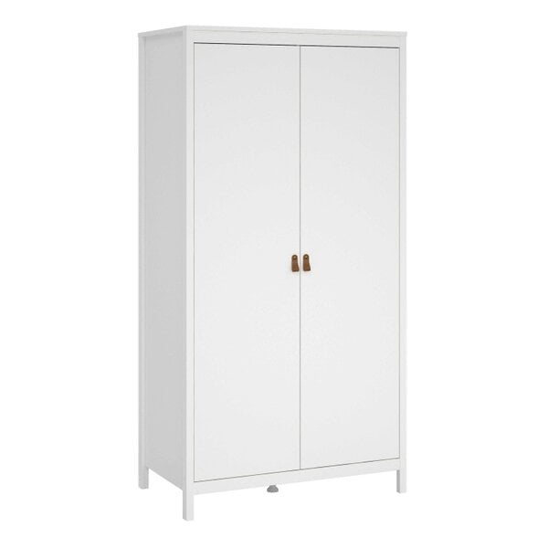 Wyld Haus Wildberry Matt White Wardrobe with 2 Doors Leather Handles