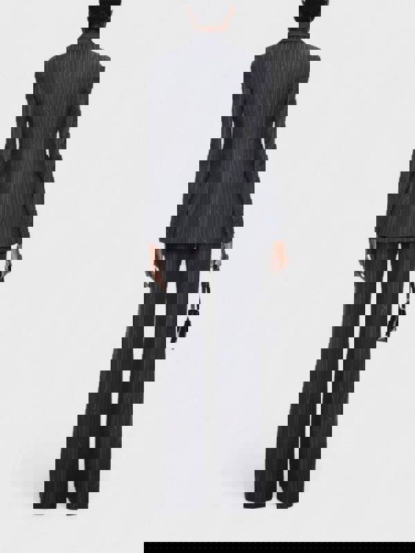 Off - White Pinstripe Wide Fit Suit Trousers Dark Drey - Supplied FashionOff White