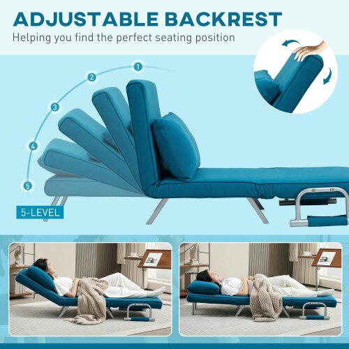 Wyld Haus Neyo Faux Suede Blue 4 In One Convertible Chair Bed
