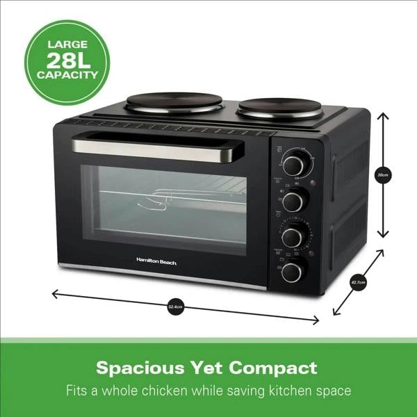 Hamilton Beach 28L Mini Oven with Double Hotplate - Hamilton Beach UK