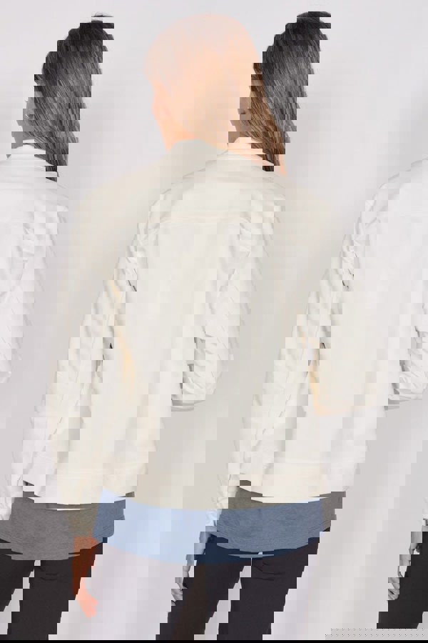 Jeetly.comGaia Cream Oversized Button Up Cropped JacketJacket