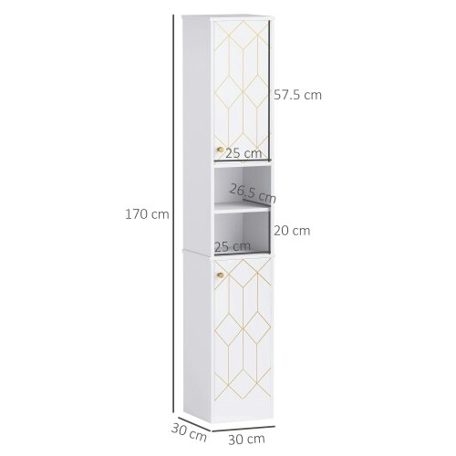 Wyld Haus Conosu Freestanding Slim Bathroom Storage Cabinet With Doors And Adjustable Shelves White