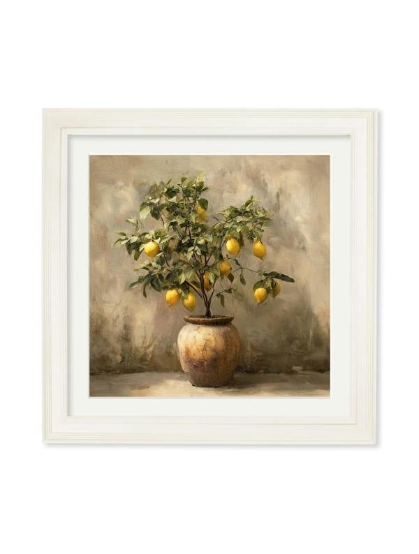 Exceptional Art Mediterranean Lemon Tree - Cream Hurstwood square frame