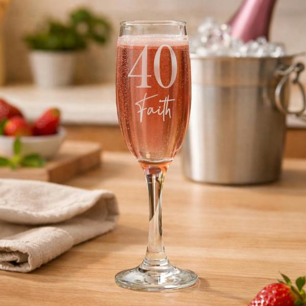 Abode Home & Gifts Personalised Big Age And Name Flute Glass