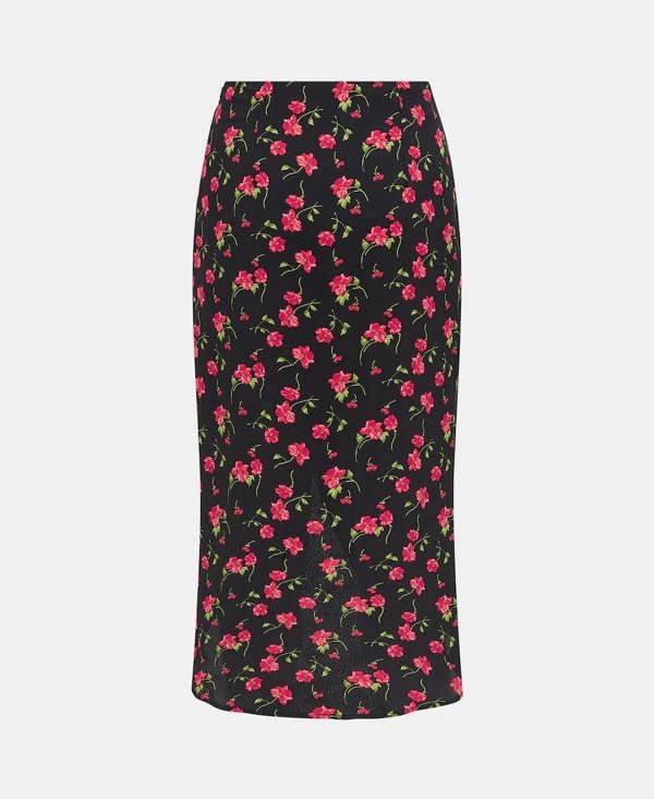 GATHERED MIDI SKIRT PINK FLORAL Back