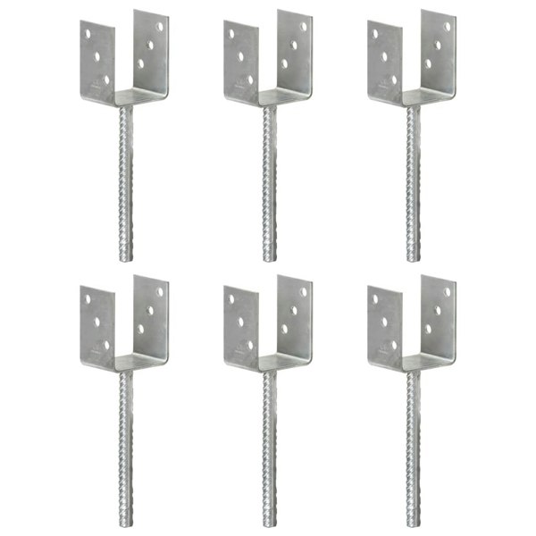 Berkfield Fence Anchors 6 pcs Silver 8x6x30 cm Galvanised Steel