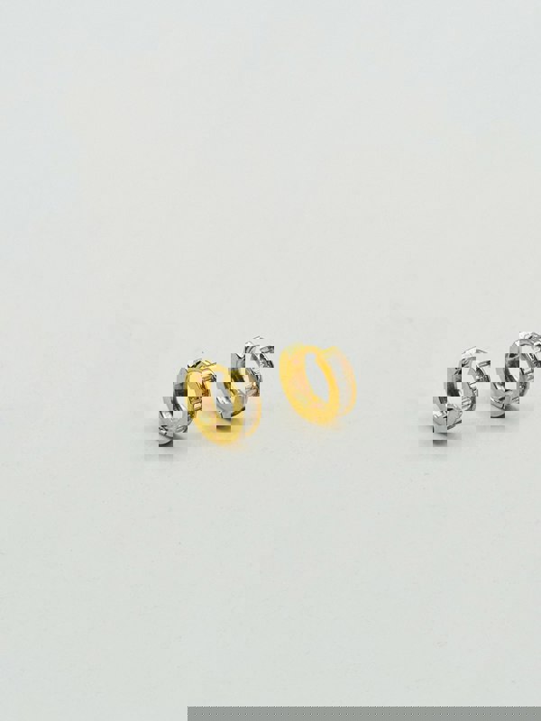 SVNX Mini Huggie Hoop with Clear Stones - Gold Coloured