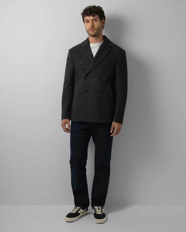 Steel & Jelly Camberwell - Black Wool Mix Double-Breasted Peacoat