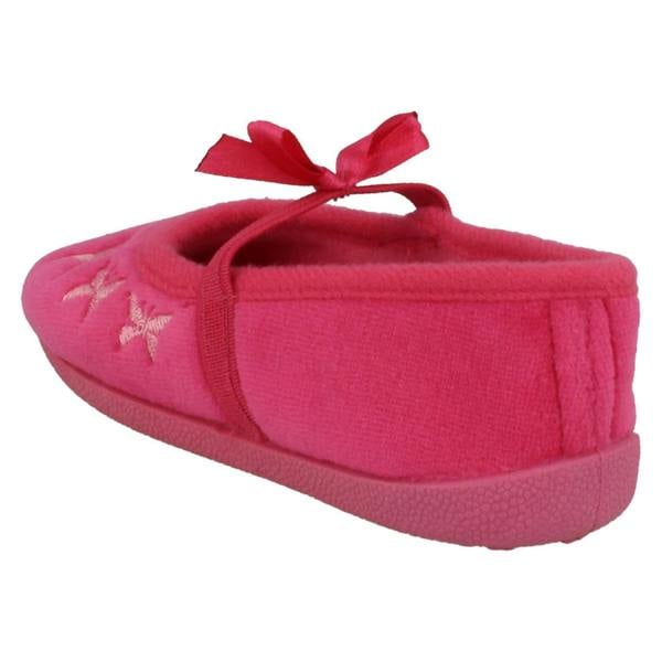 Spot On Infant Girls Spot On Slippers with Butterfly Stitching