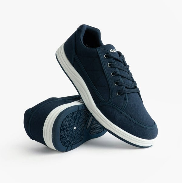 DEK CHARLIE Mens Canvas 5 Eyelet Leisure Trainers Navy