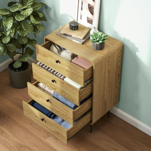 Wyld Haus Elmira Wood Oak Finish 4 Drawer Modern Storage Chest