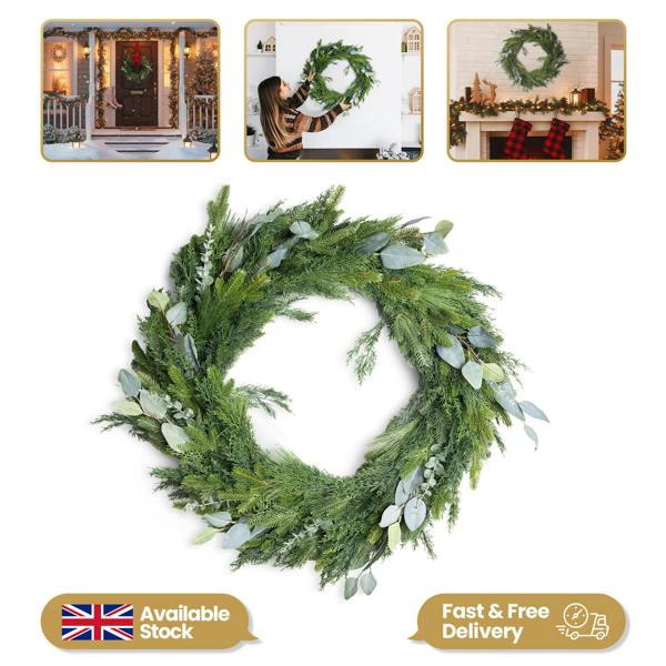 100cm Green Artificial PE Christmas Wreath for Indoor and Sheltered Outdoor Display image 8