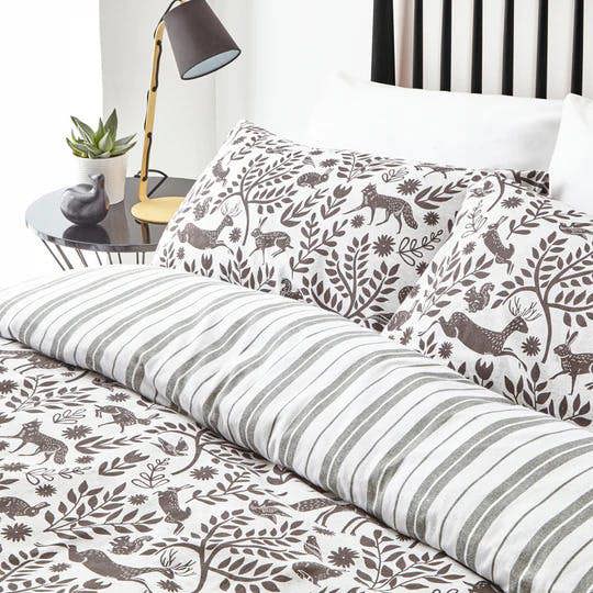Furn Skandi Woodland Duvet Cover Set - Coal - 