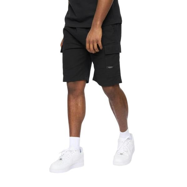 Crosshatch Mens Utilate Elasticated Waist Cargo Shorts - Black - 