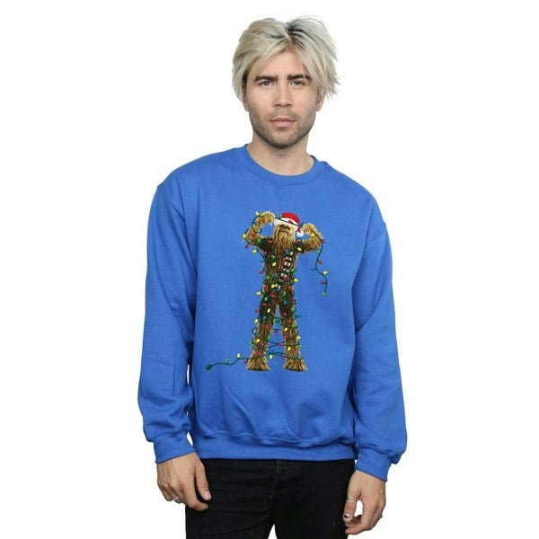 Star Wars Mens Chewbacca Christmas Lights Sweatshirt - Royal Blue