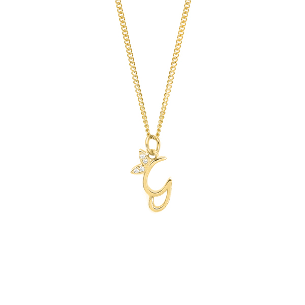 Say It With Dainty Winged Initial Charm Necklace - Sterling Silver