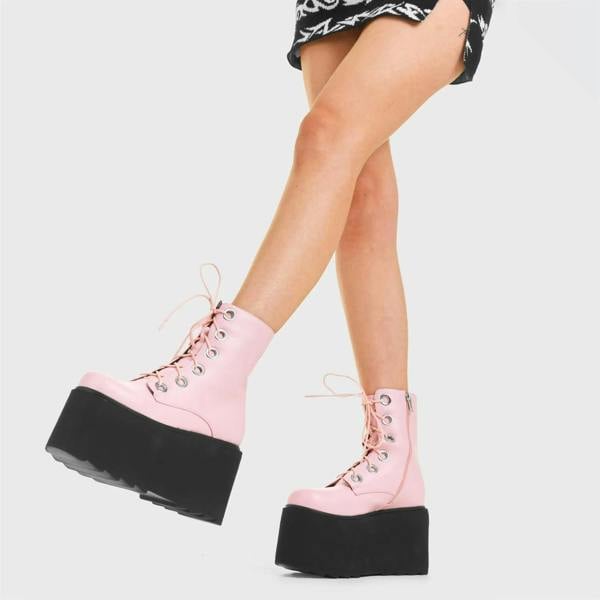 Lamoda Renegade Pink Chunky Platform Ankle Boots Trendy Stylish Comfortable
