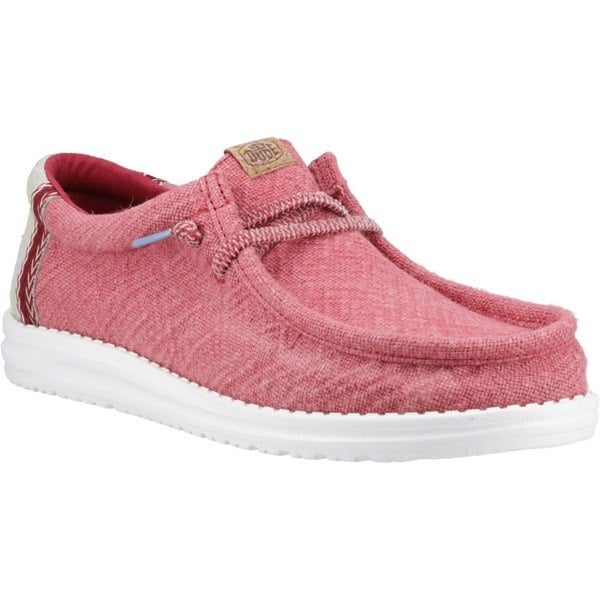 HEYDUDE Wally Jute Jute Men's Claret Red/Silver Birch Moccasins Shoes