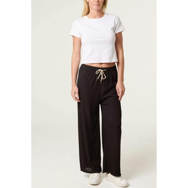 Blue Vanilla Ribbed Wide Leg Trousers