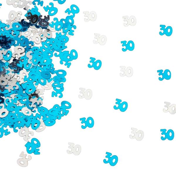 30th Birthday Blue and Silver Metallic Confetti Pack Sizes for Party Tables image 1