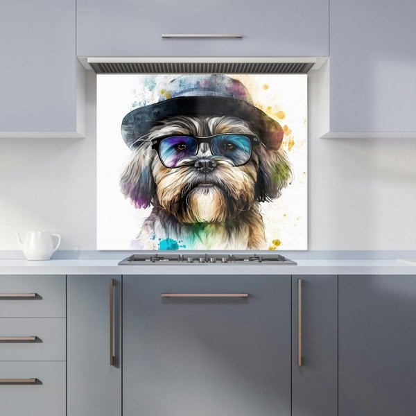 Warren Reed - Designer Lhasa Apso Dog With Glasses Splashart Kitchen Splashback