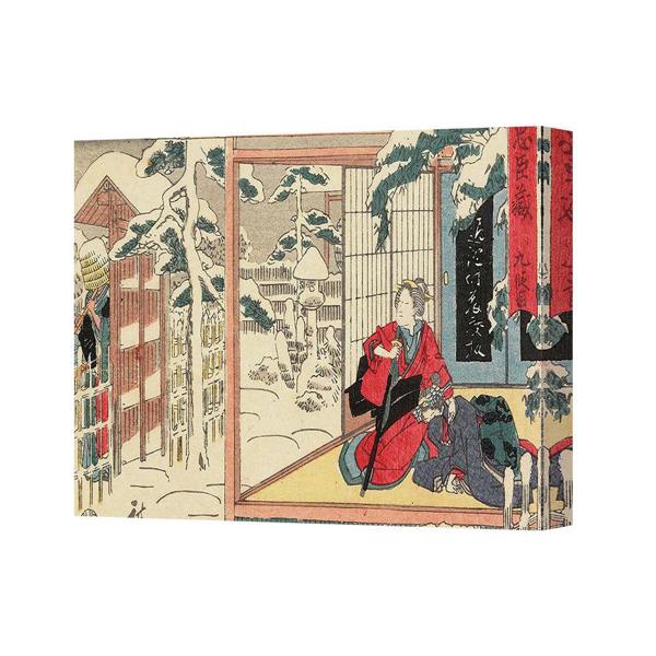 Benjamin Tate Design Canvas Print Japanese Ukiyoe Scene Snow Red Kimono Interior Decor