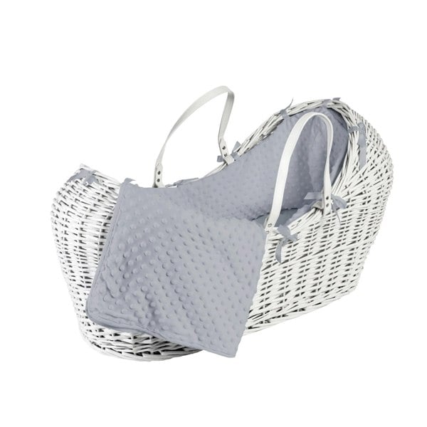 Kinder Valley Grey Dimple White Wicker Pod Moses Basket