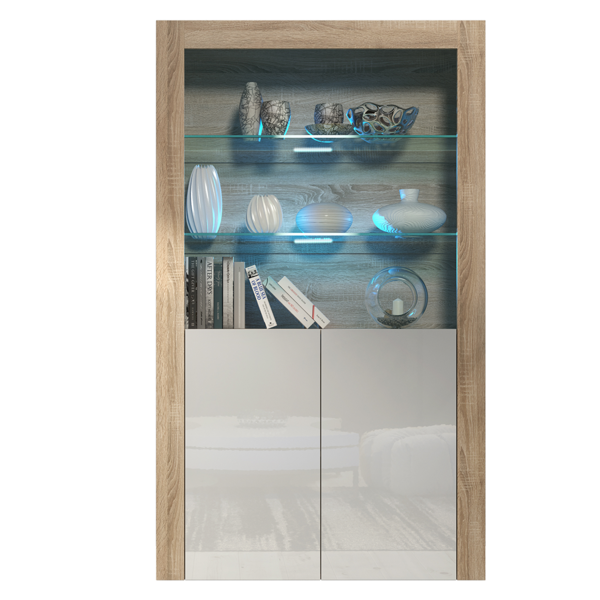 Mex Furniture Premium 170cm Cabinet Sideboard High Gloss Doors Cupboard & Display & Free LED Lights