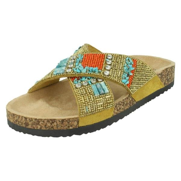 Spot On Ladies Spot On Beaded Mules F00347
