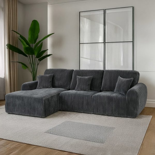 Furnishings For Less Vinci Soft Chunky Jumbo Cord 4 Seater Corner Sofa
