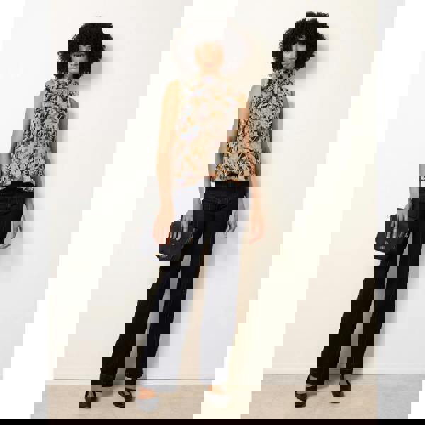 Blue Vanilla Sleeveless Watercolour Puff Hem Blouse