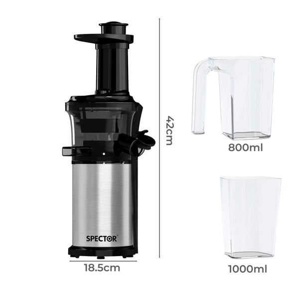 Spector Slow Juicer Cold Press Juice Extractor Quiet Easy Clean Household Black
