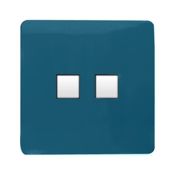 Trendi Switch 2 Gang RJ45 Cat 6 Modern Designer PC Ethernet Socket in Midnight Blue