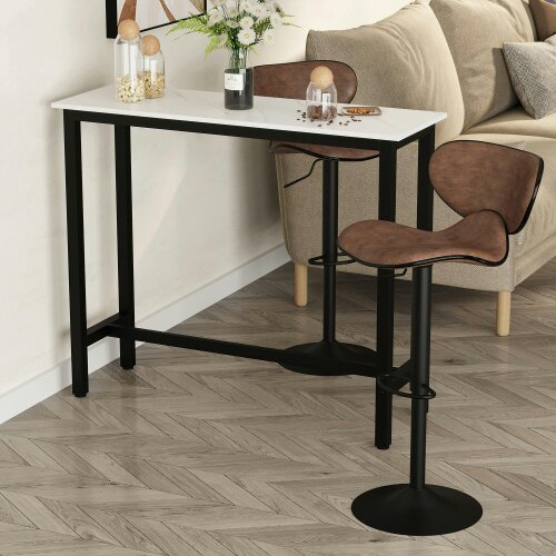 Wyld Haus Nanotti Wooden White And Black Industrial Rectangular Bar Table For Small Spaces